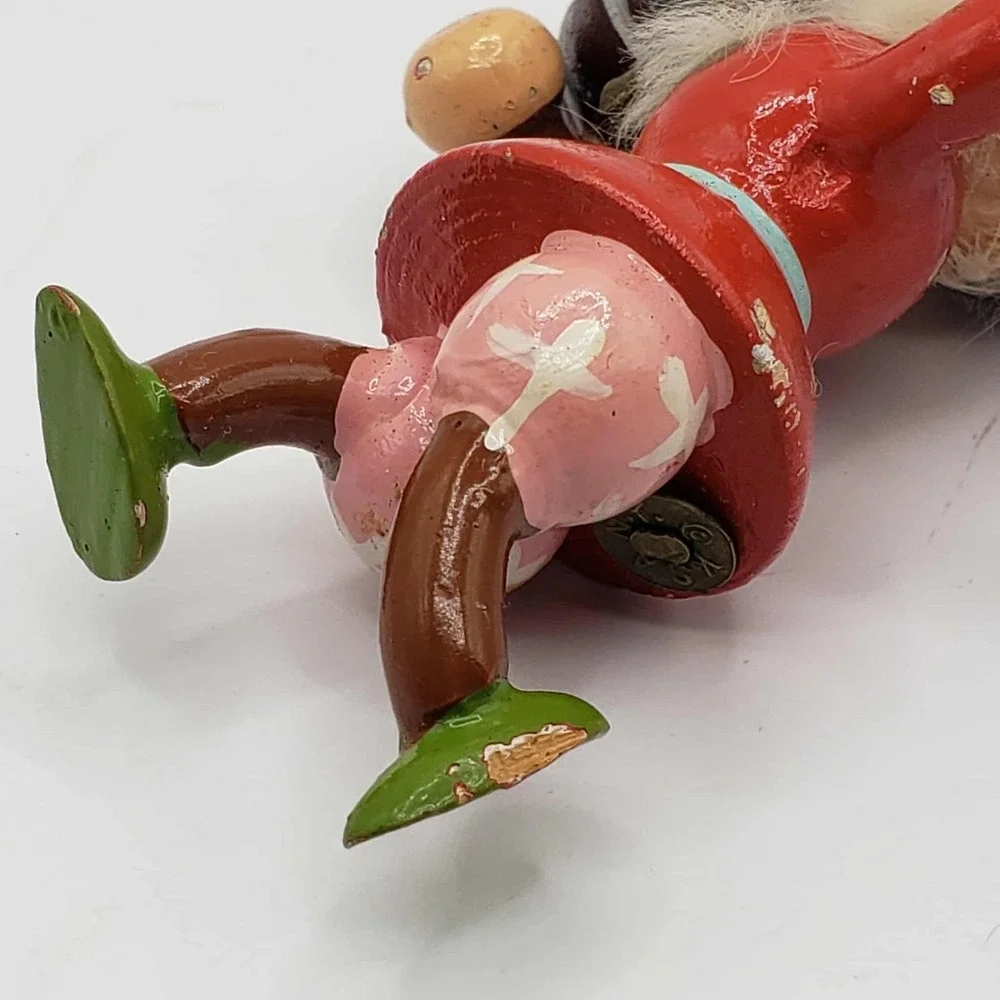 Vintage Kurt S Adler Christmas Ornament Elf Gnome Wire Rim Glasses Hand Crafted